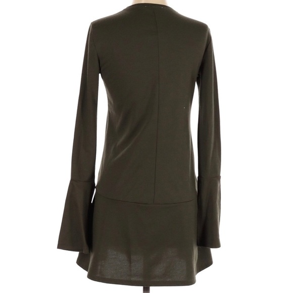 Zara Trafaluc Green Belle Long Sleeve Flowy Dress Size S - Picture 3 of 8